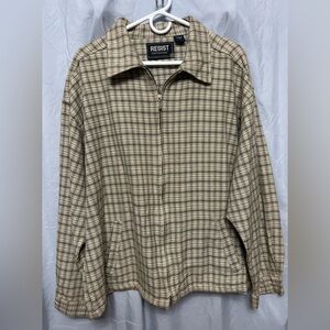 Men's Plaid Lightweight Zip Shirt Jacket in Tan